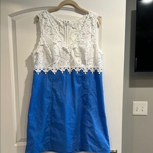 White and Blue Lace Dress